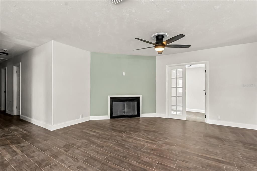 Empty room, Fireplace, Interior, Wood Texture Flooring