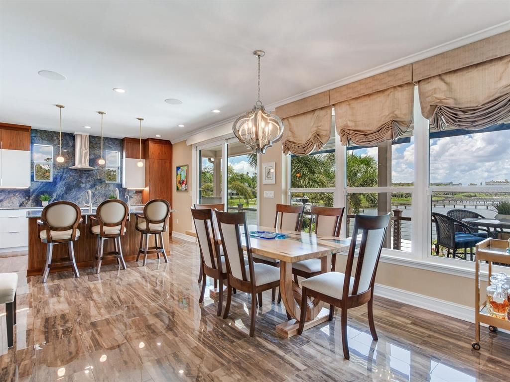Chandelier, Dining room, Interior, Pendant Lights, Recessed Lighting, Wood Texture Flooring