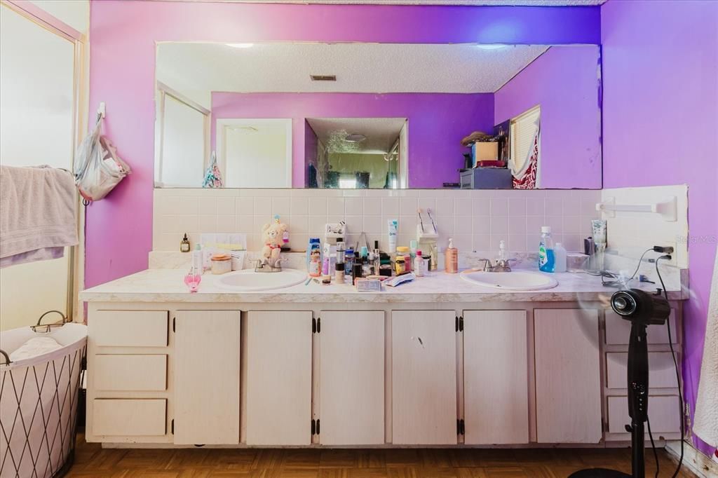 Bathroom, Dual Sink Vanities, Interior, Wood Texture Flooring