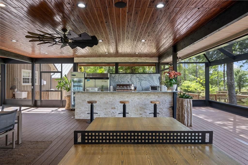 Glass Ceilings, Interior, Kitchen, Marble Walls, Recessed Lighting, Sun Room, Wooden Ceilings, Wood Texture Flooring