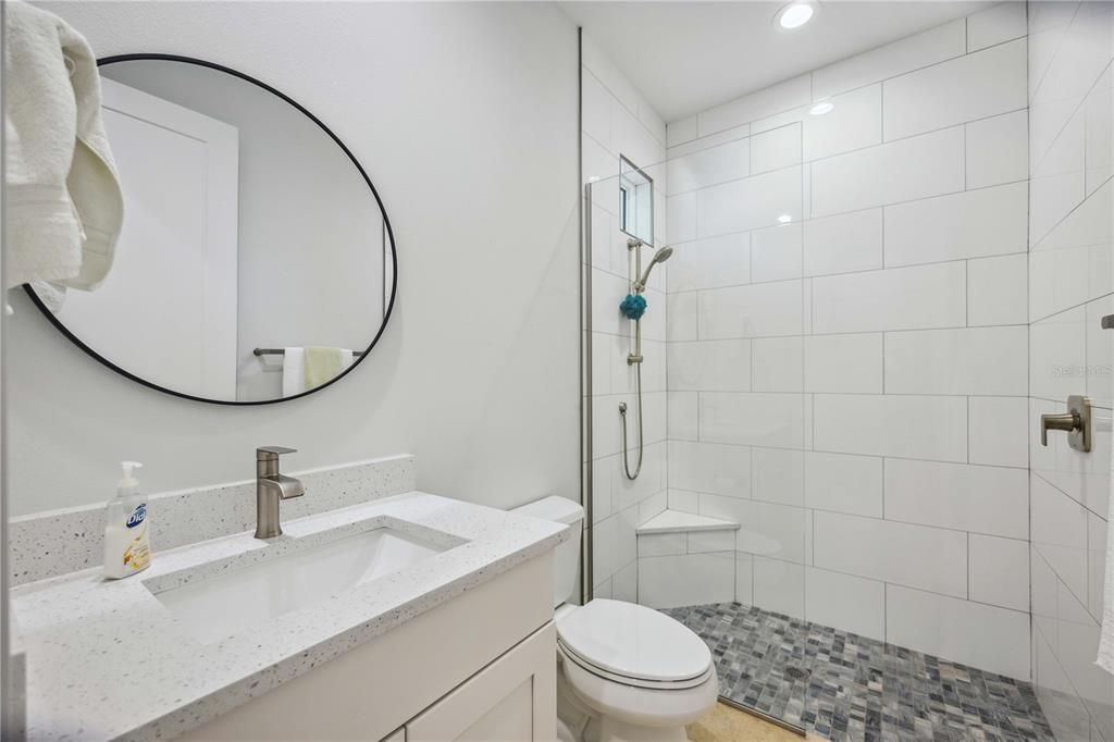 Bathroom, Glass Shower, Interior, Recessed Lighting