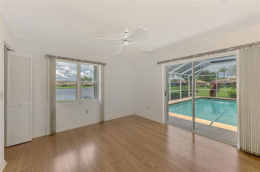 Empty room, Interior, Pool, Sun Room, Water, Wood Texture Flooring