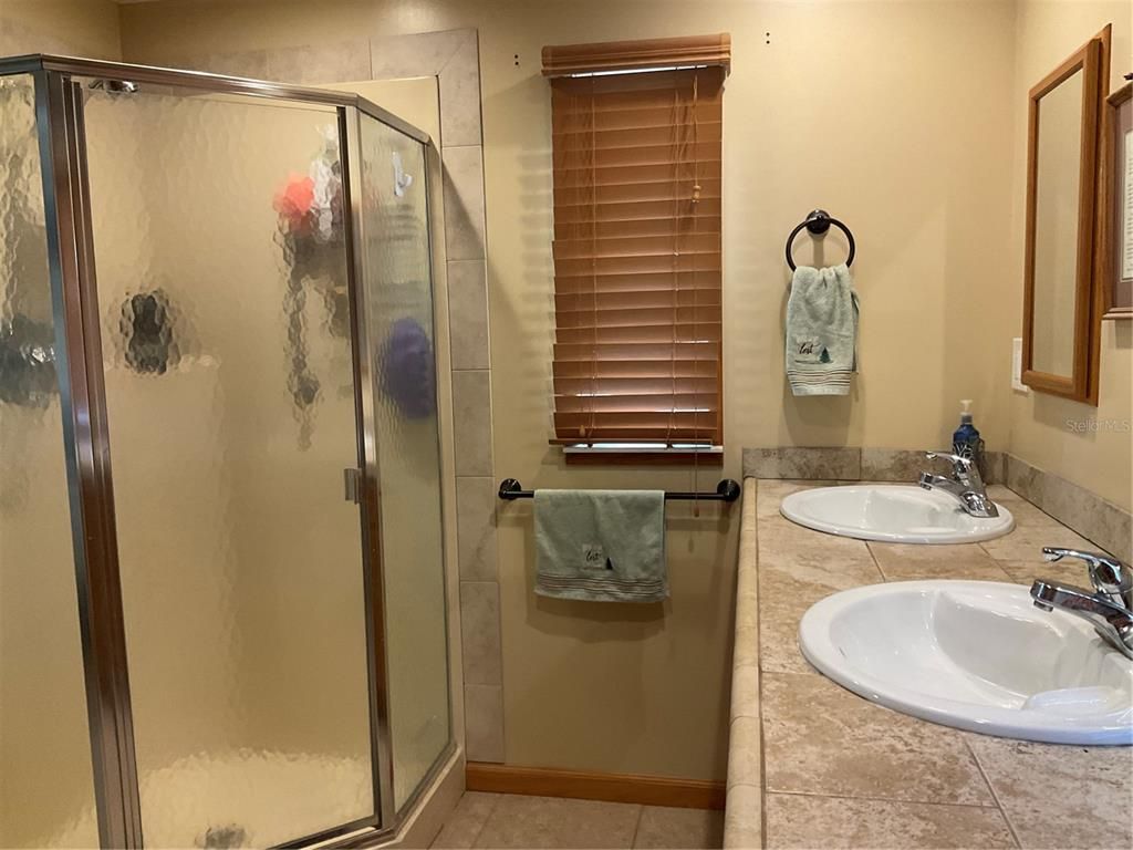 Bathroom, Dual Sink Vanities, Glass Shower, Interior, Tile Countertops