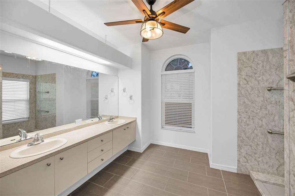 Bathroom, Dual Sink Vanities, Interior, Marble Walls