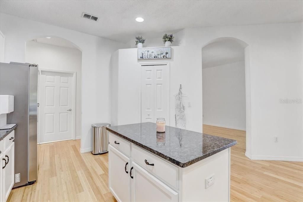 Interior, Kitchen, Recessed Lighting, Wood Texture Flooring