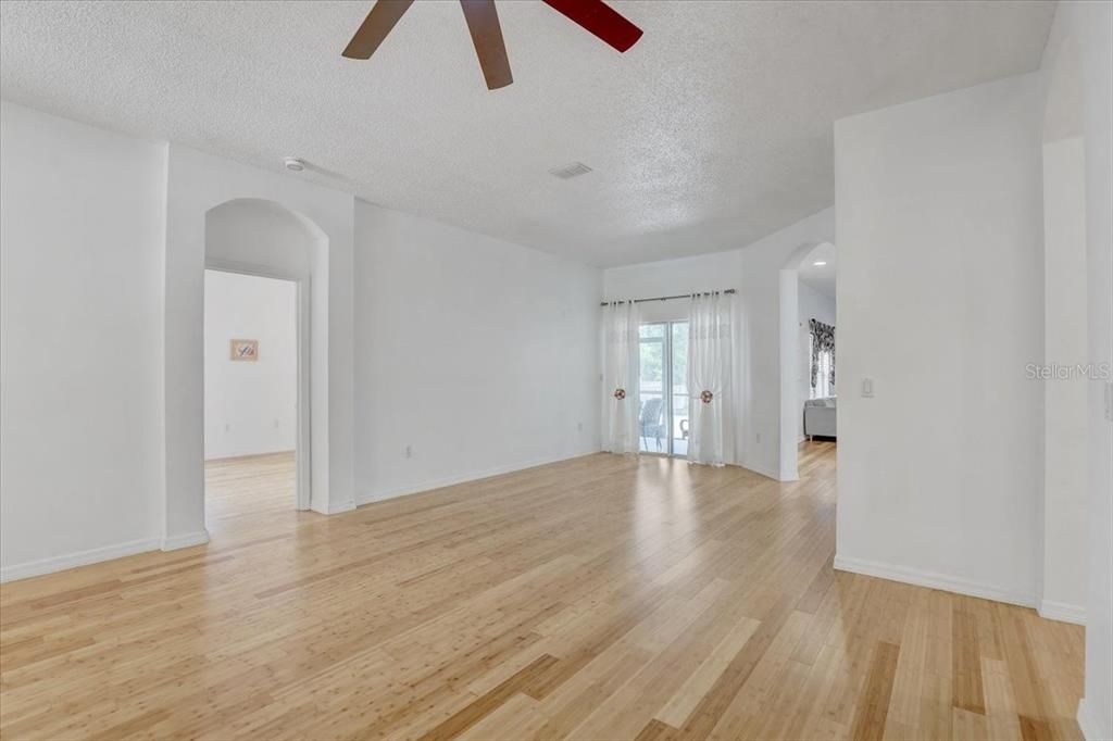 Empty room, Interior, Recessed Lighting, Wood Texture Flooring