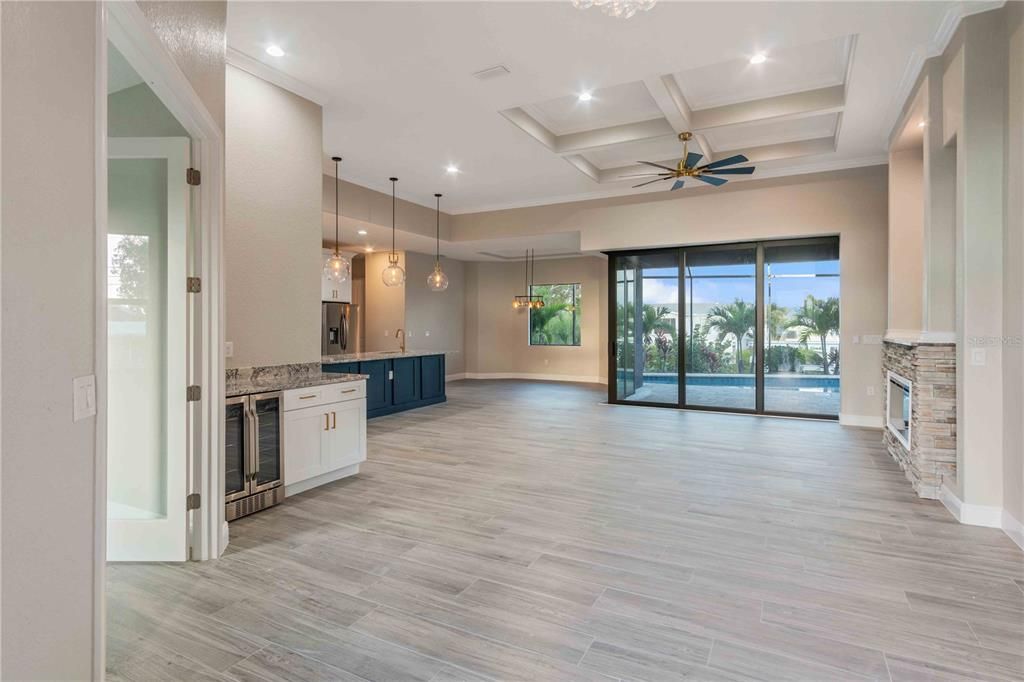Interior, Pendant Lights, Recessed Lighting, Wood Texture Flooring
