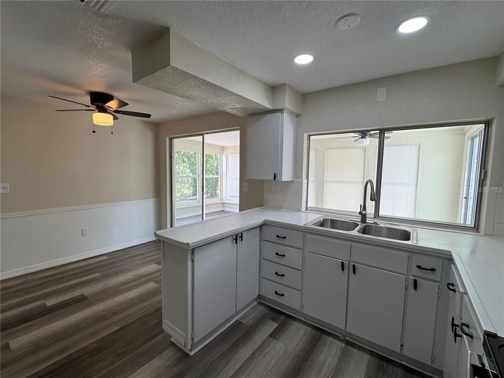 Interior, Kitchen, Recessed Lighting, Wood Texture Flooring