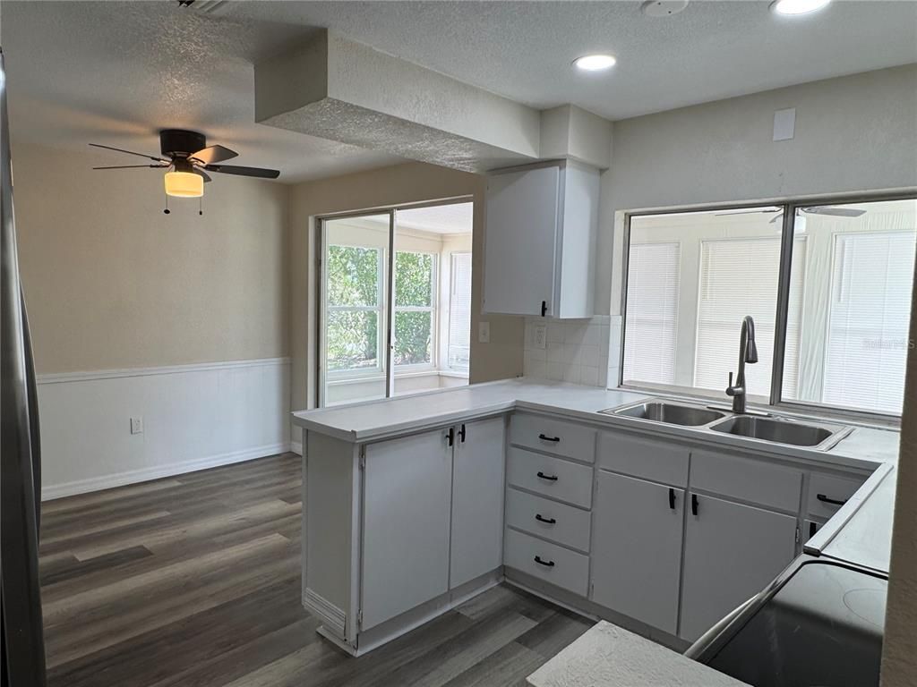Interior, Kitchen, Recessed Lighting, Wood Texture Flooring
