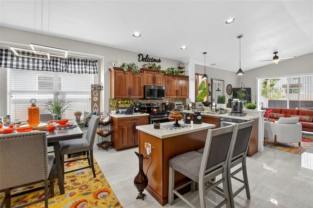 Dining room, Interior, Kitchen, Living room, Pendant Lights, Recessed Lighting