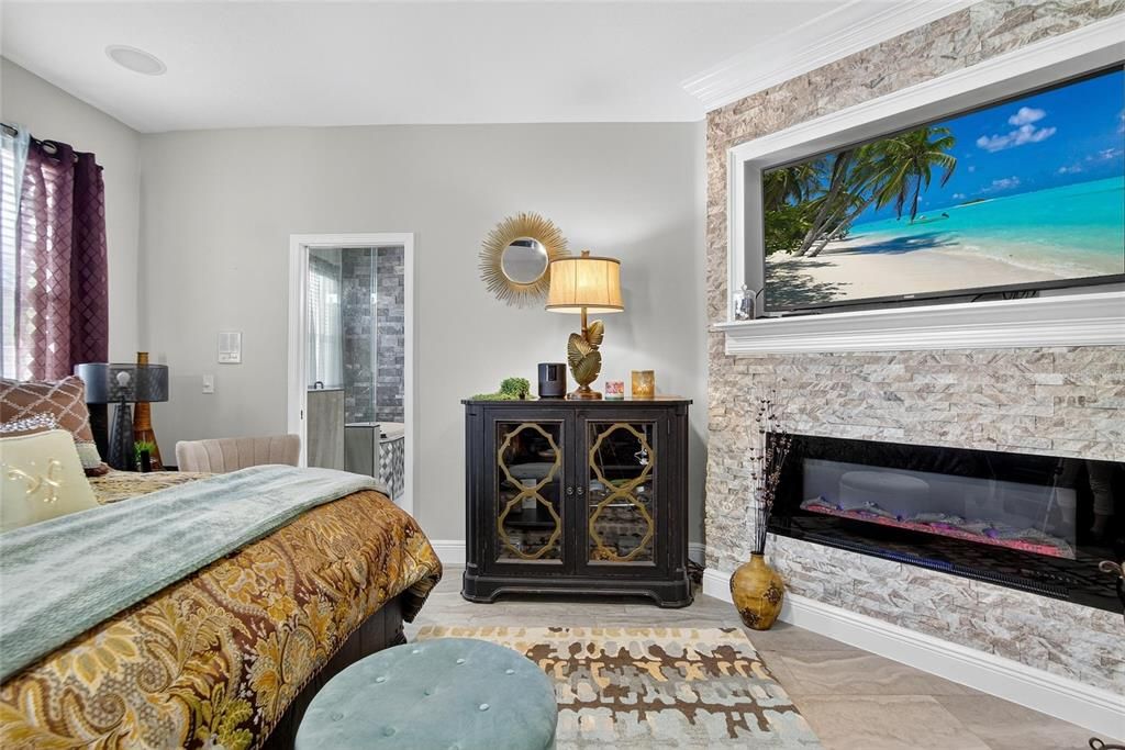 Bedroom, Fireplace, Interior
