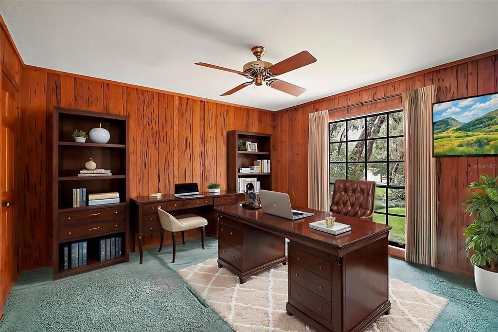 Home Office, Interior, Wooden Walls