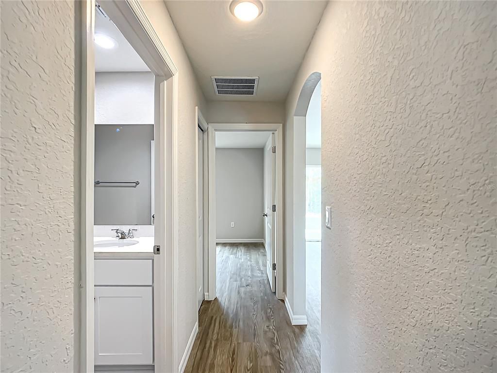 Bathroom, Interior, Recessed Lighting, Wood Texture Flooring