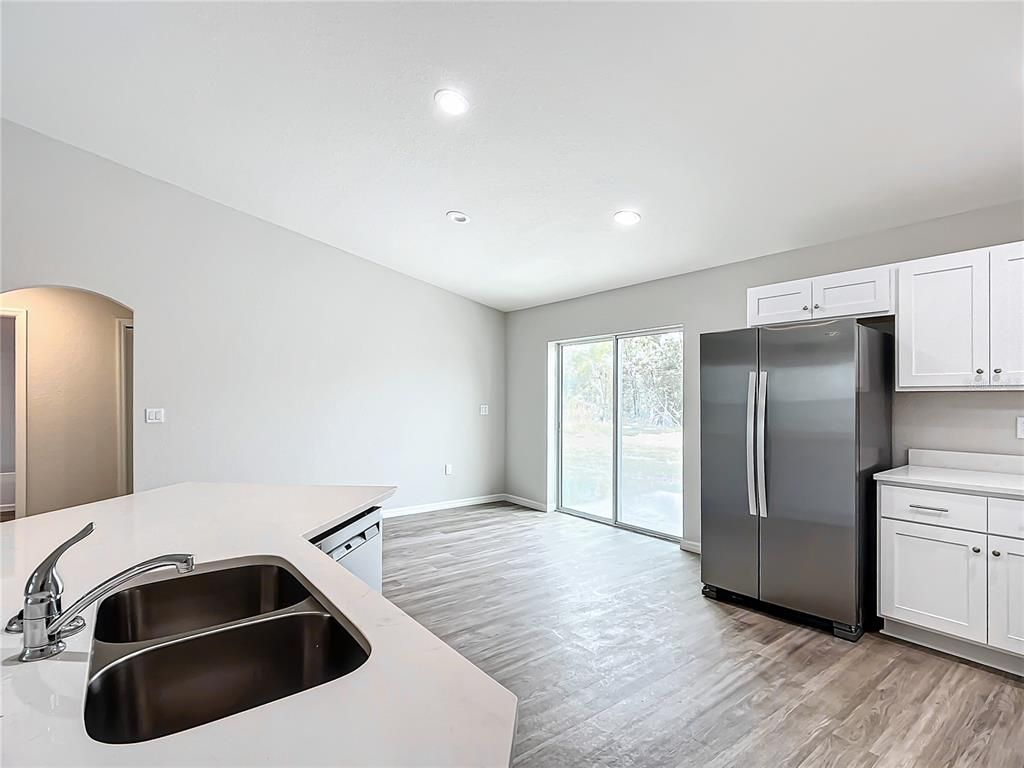 Interior, Kitchen, Recessed Lighting, Wood Texture Flooring