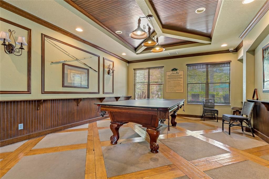 Billiard Table, Game Room, Interior, Recessed Lighting