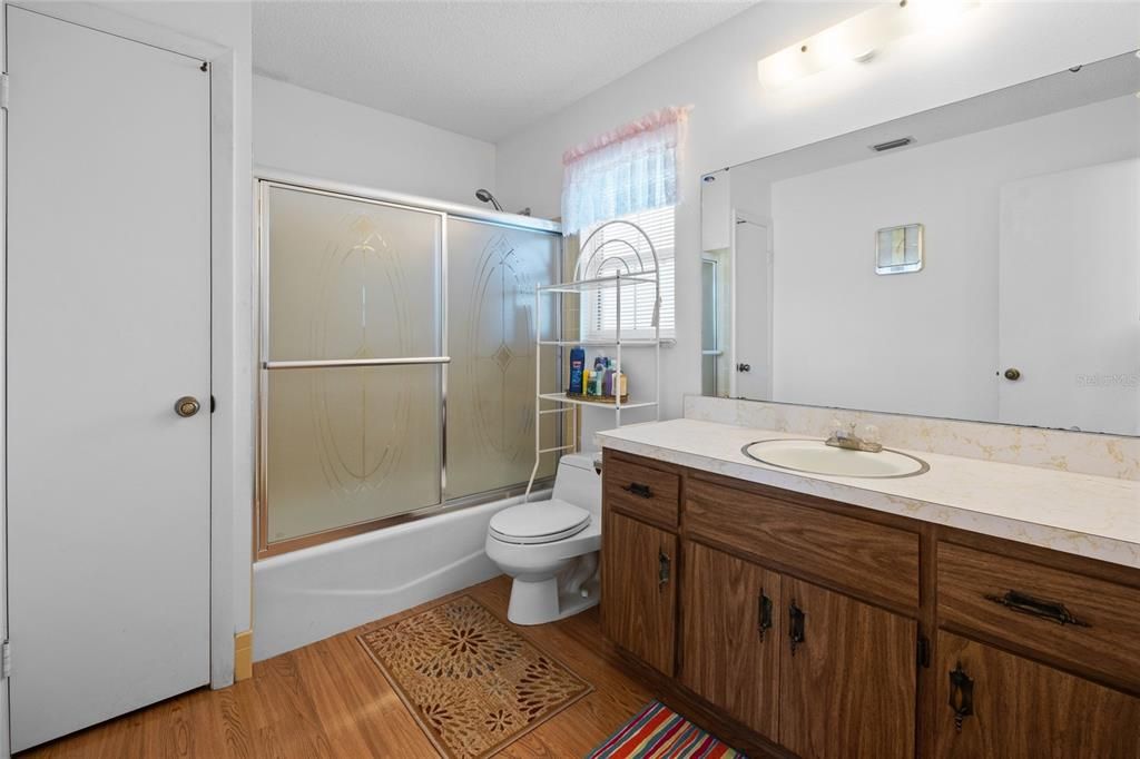 Bathroom, Glass Shower, Interior, Wood Texture Flooring
