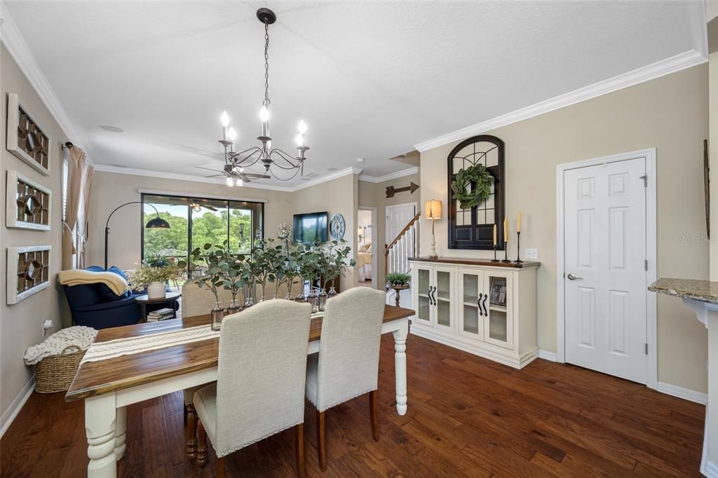 Chandelier, Dining room, Interior, Wood Texture Flooring