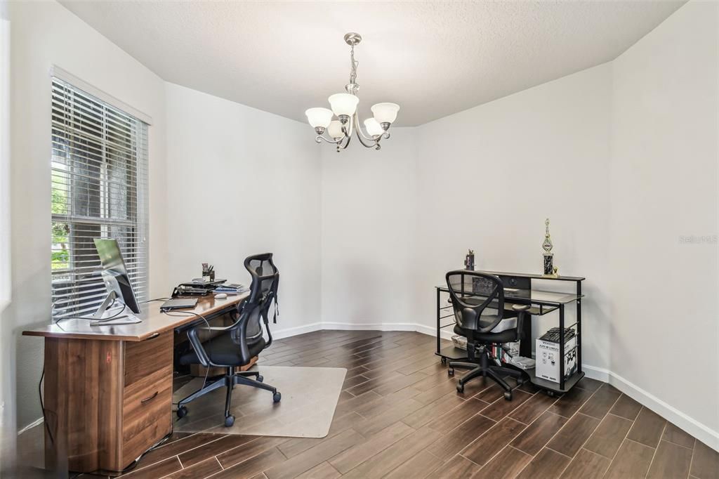 Chandelier, Home Office, Interior, Wood Texture Flooring