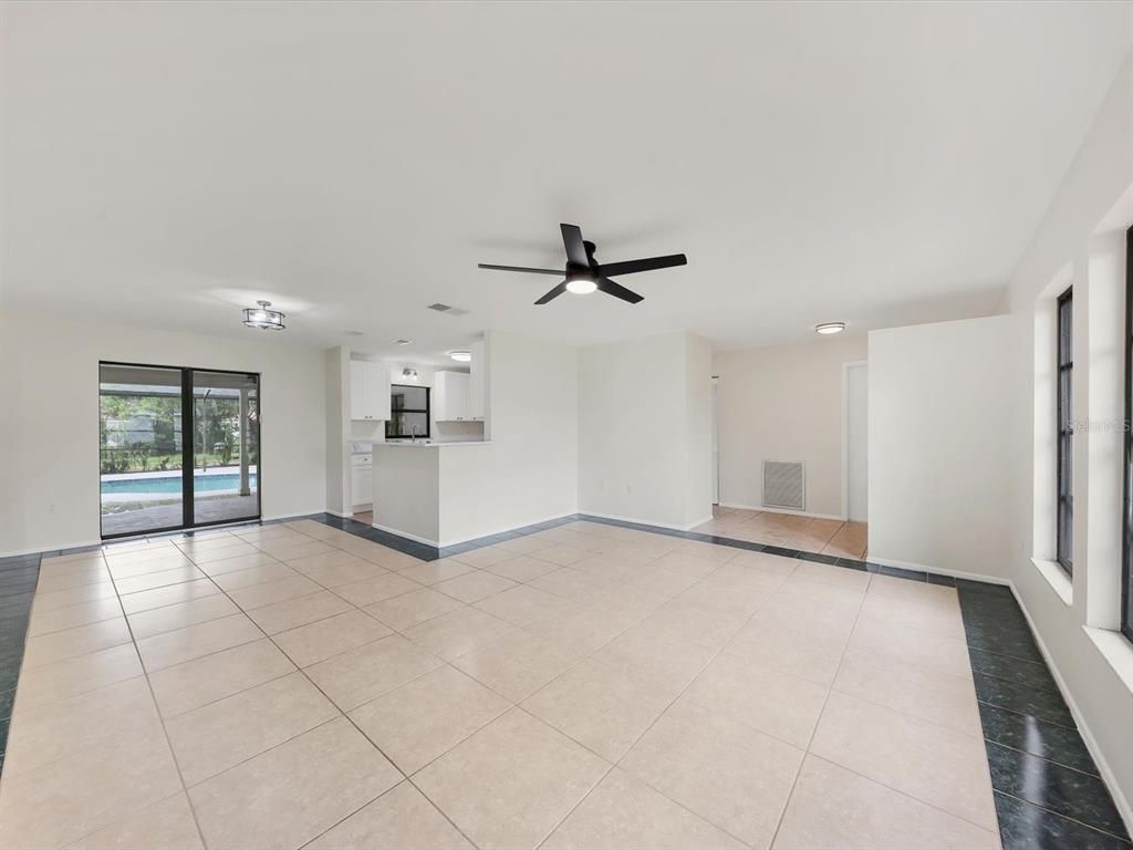 Empty room, Interior, Kitchen, Recessed Lighting