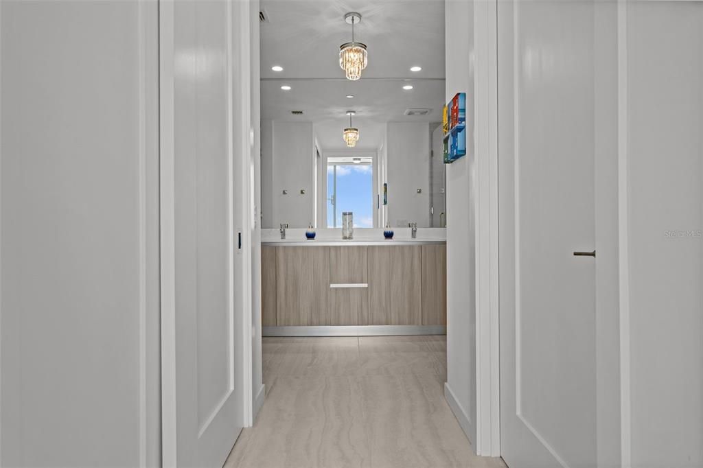 Bathroom, Chandelier, Interior, Recessed Lighting
