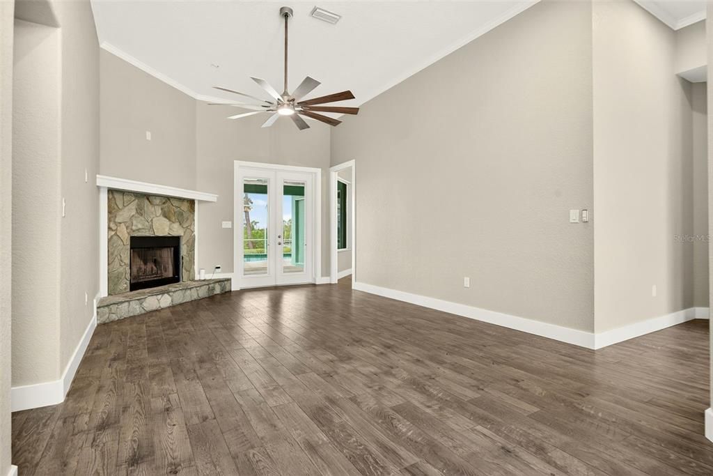 Empty room, Fireplace, Interior, Wood Texture Flooring
