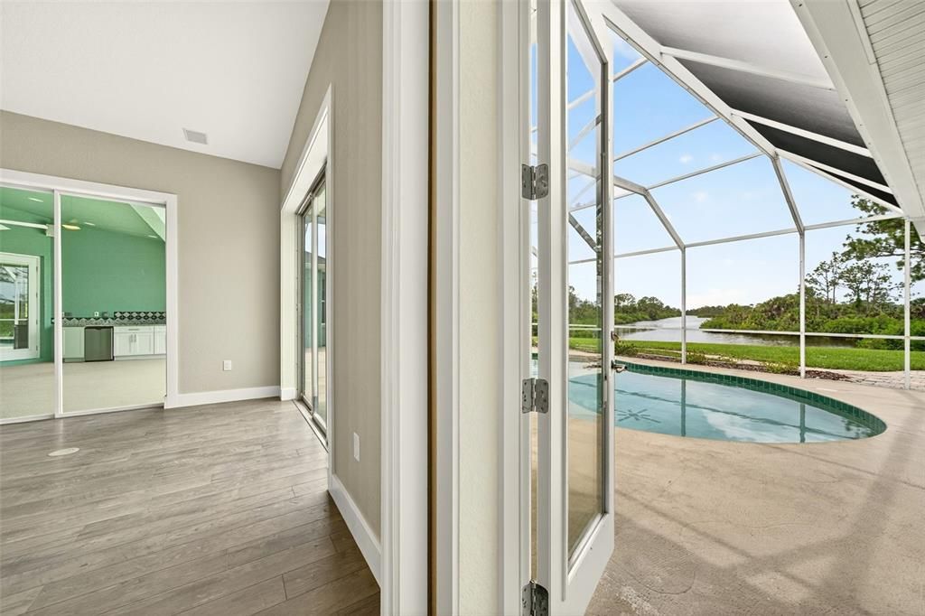 Glass Ceilings, Interior, Pool, Sun Room, Water, Wood Texture Flooring