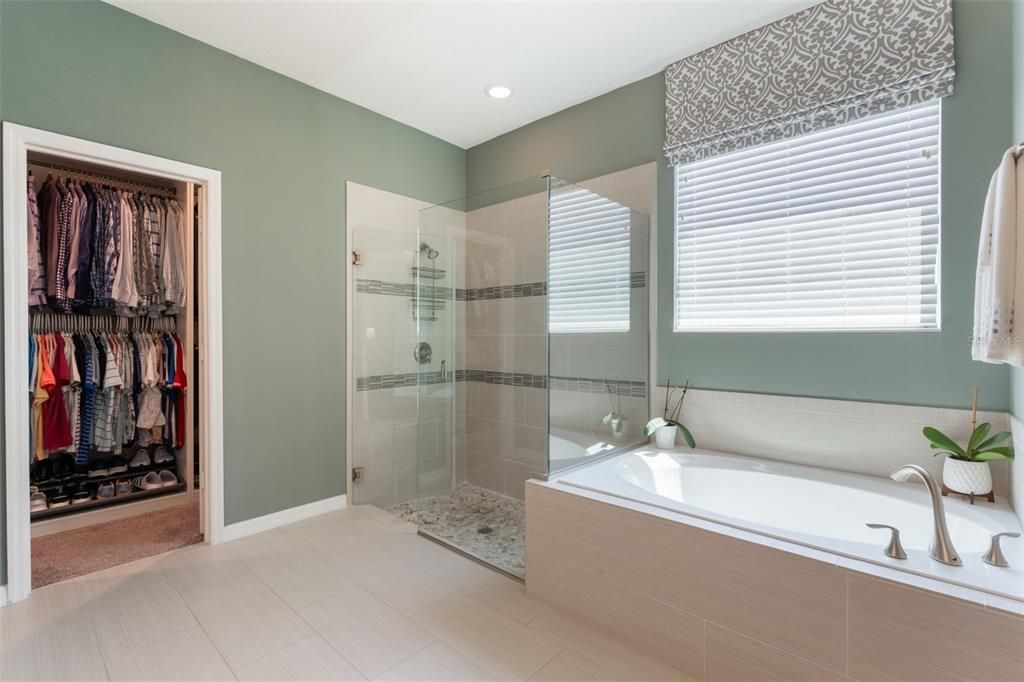 Bathroom, Glass Shower, Interior, Recessed Lighting, Walk-in Closets