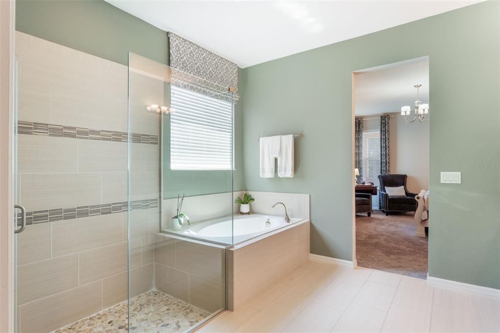Bathroom, Chandelier, Glass Shower, Interior