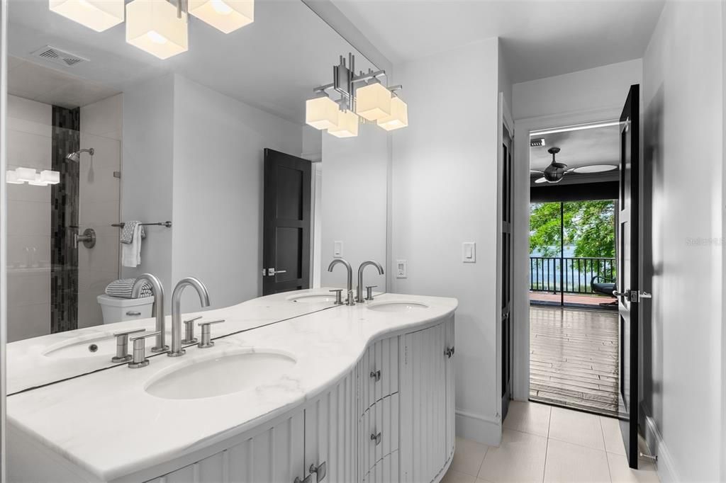 Bathroom, Dual Sink Vanities, Glass Shower, Interior