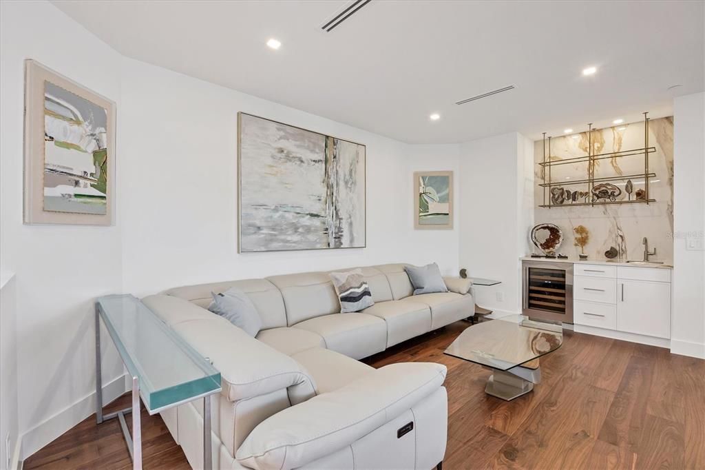 Interior, Living room, Recessed Lighting, Wood Texture Flooring