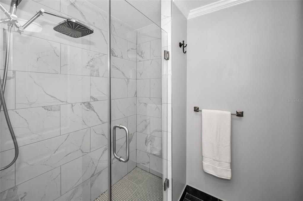 Bathroom, Glass Shower, Interior, Marble Walls