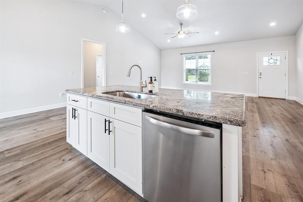 Interior, Kitchen, Pendant Lights, Recessed Lighting, Wood Texture Flooring