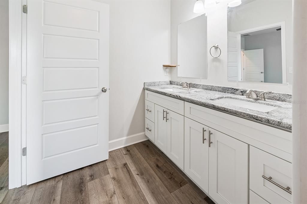 Bathroom, Dual Sink Vanities, Interior, Wood Texture Flooring