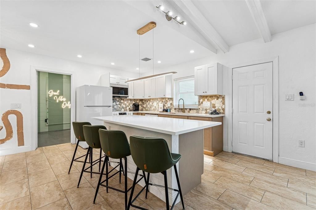 Interior, Kitchen, Pendant Lights, Recessed Lighting, Stainless Steel Appliances