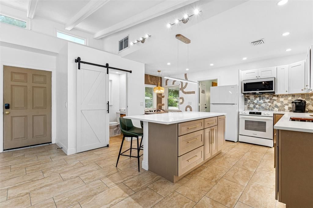 Interior, Kitchen, Pendant Lights, Recessed Lighting, Stainless Steel Appliances