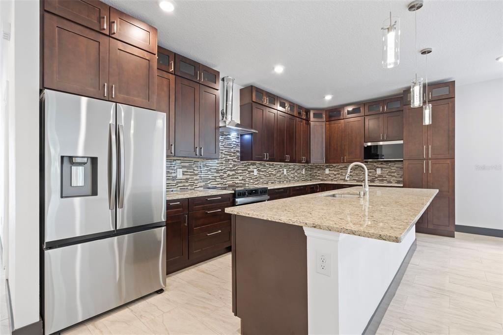 Interior, Kitchen, Pendant Lights, Recessed Lighting, Stainless Steel Appliances