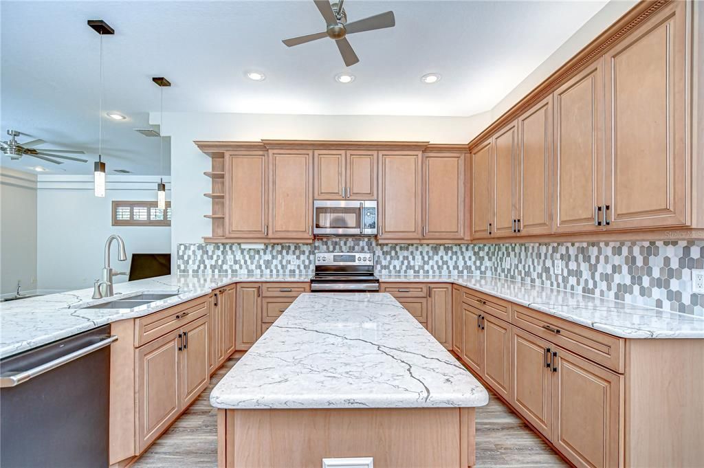Interior, Kitchen, Pendant Lights, Recessed Lighting, Wood Texture Flooring