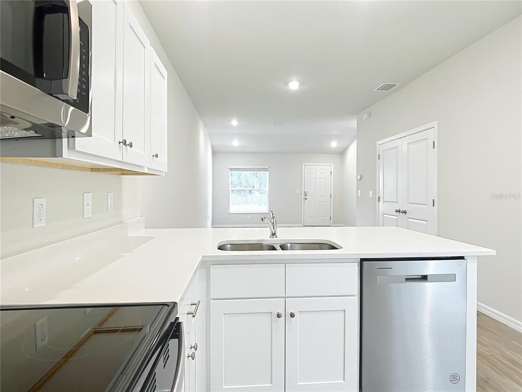 Interior, Kitchen, Recessed Lighting, Wood Texture Flooring