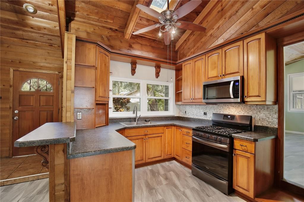Interior, Kitchen, Wooden Ceilings, Wood Texture Flooring