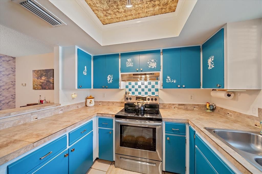 Interior, Kitchen, Stainless Steel Appliances, Tile Countertops