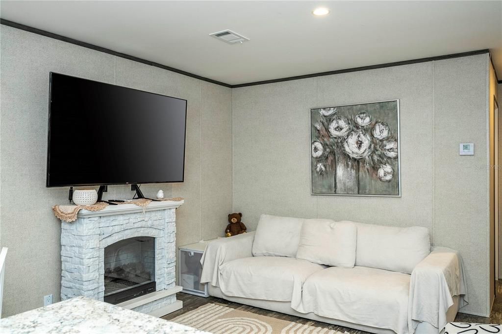 Bedroom, Fireplace, Interior, Recessed Lighting