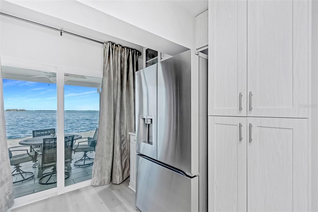 Interior, Kitchen, Stainless Steel Appliances, Water, Wood Texture Flooring