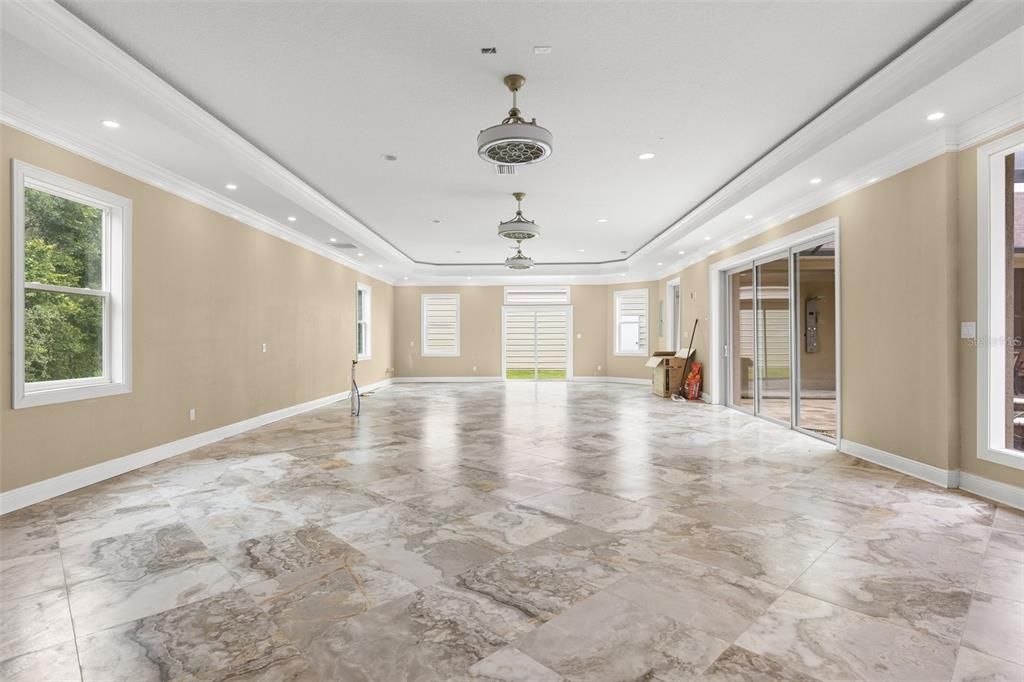Empty room, Interior, Marble, Recessed Lighting
