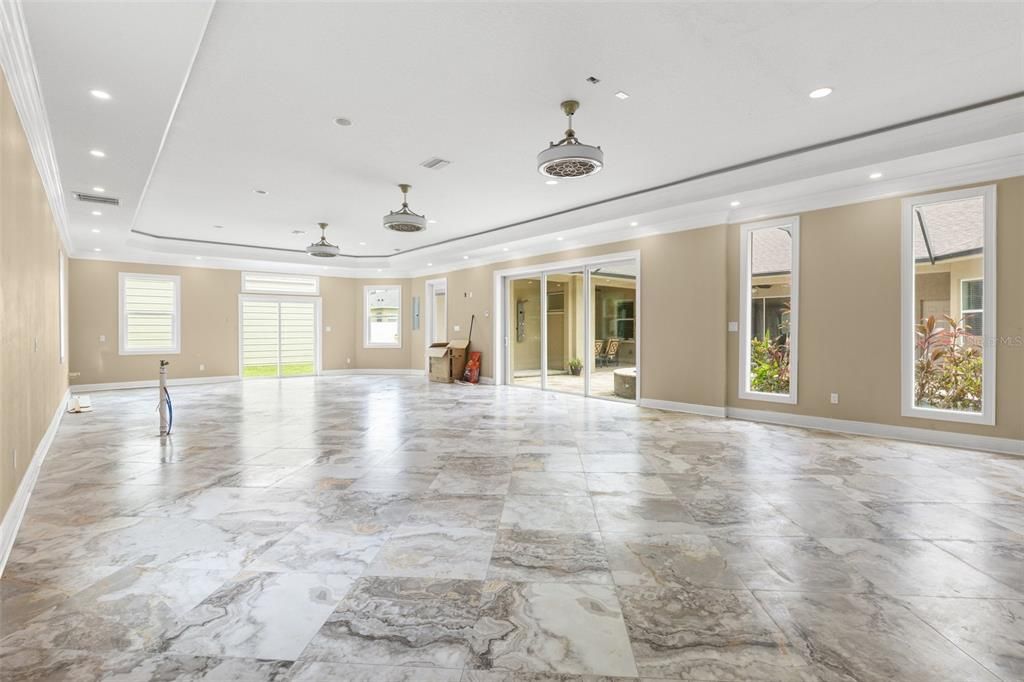Empty room, Interior, Marble, Recessed Lighting
