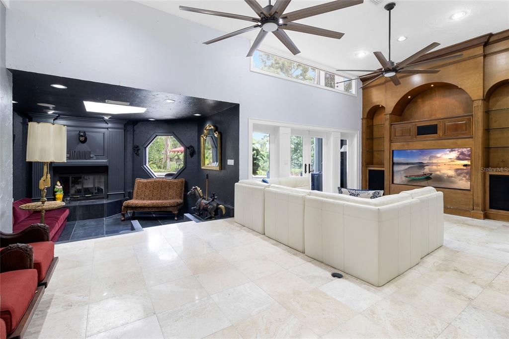 Fireplace, Interior, Living room, Recessed Lighting