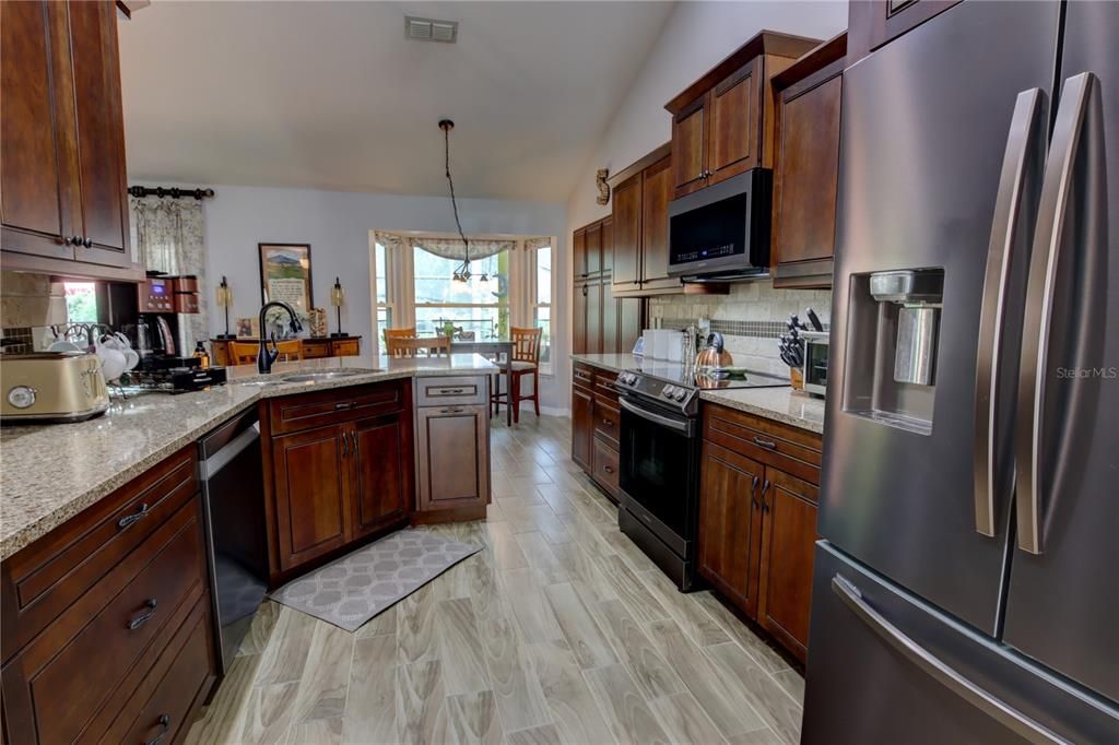 Interior, Kitchen, Pendant Lights, Wood Texture Flooring