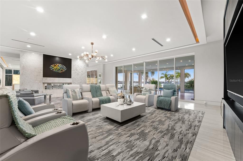 Fireplace, Interior, Living room, Pendant Lights, Recessed Lighting
