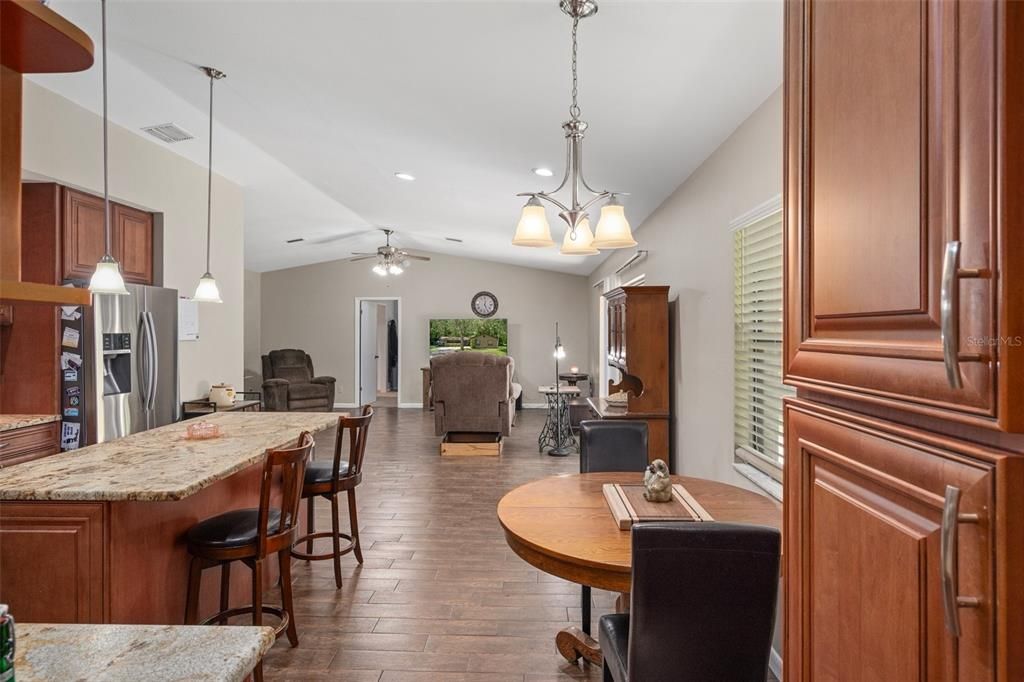 Interior, Kitchen, Living room, Pendant Lights, Recessed Lighting, Stainless Steel Appliances, Wood Texture Flooring