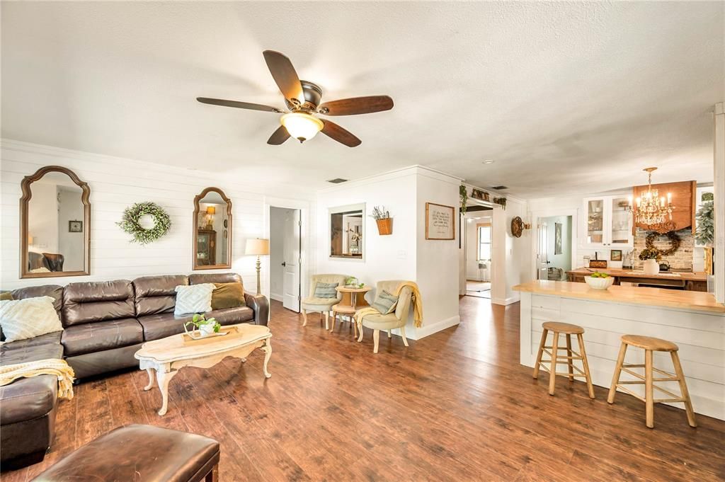 Chandelier, Interior, Kitchen, Living room, Wood Texture Flooring