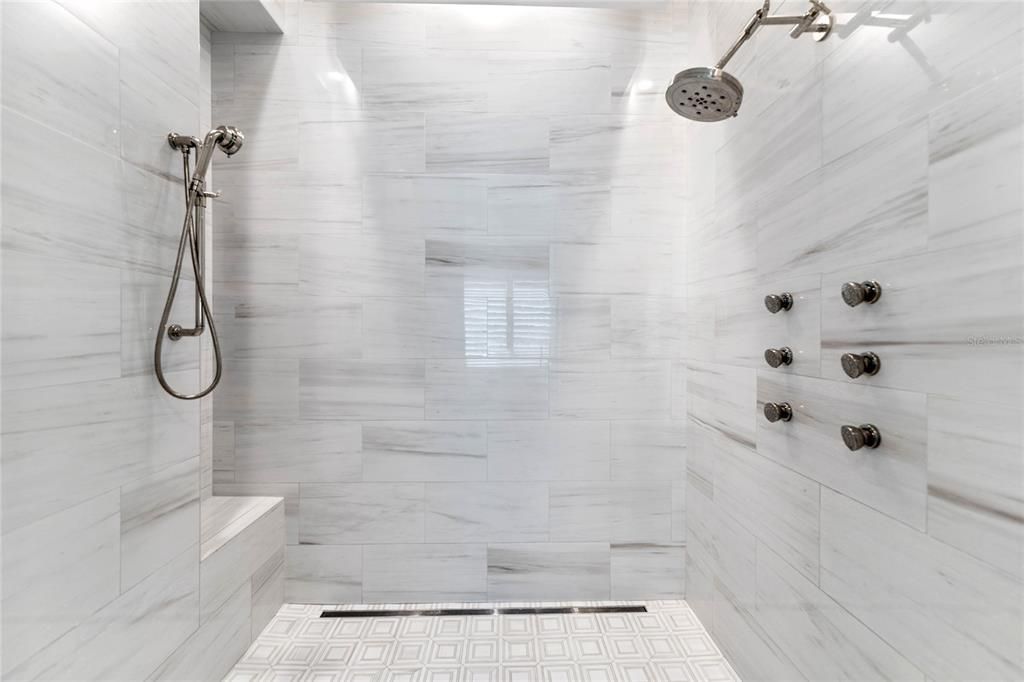 Bathroom, Glass Shower, Interior, Marble Walls